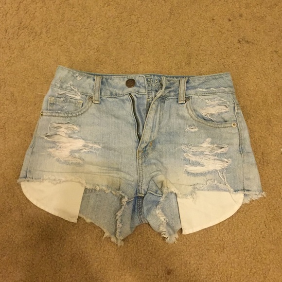 light ripped jean shorts