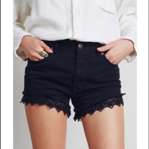 Black Jean and crotchet Free People shorts