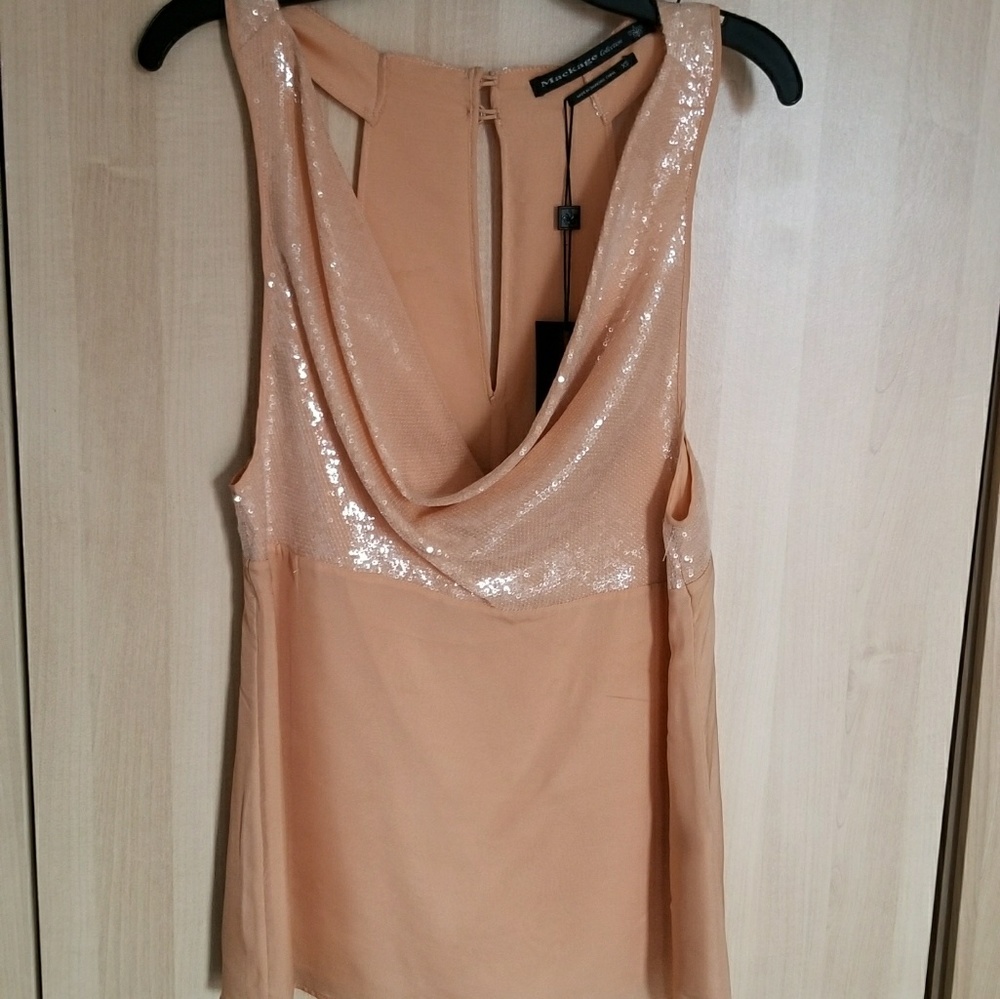 Mackage sequin peach top blouse