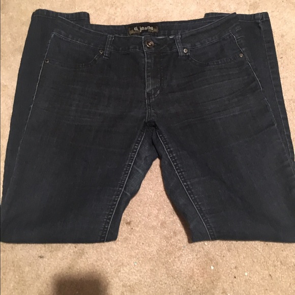 Dark blue stretchy jeans. Comfortable.