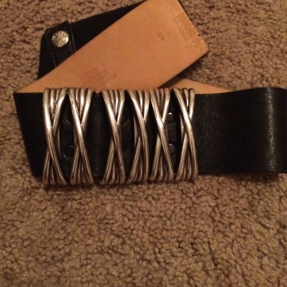 Edgy black leather belt with snap closure