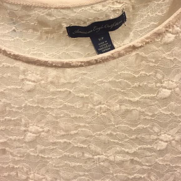 American Eagle Semi Sheet Off White Lace Top - Picture 2 of 3