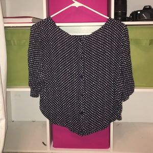 Navy blue short sleeve flowy top