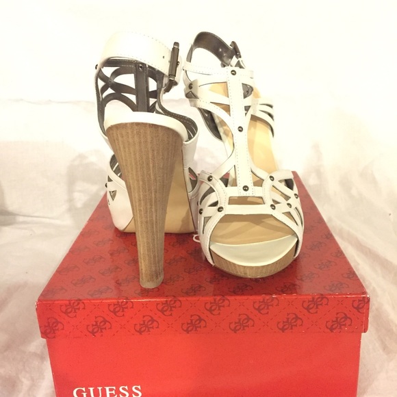 Guess white heels- genuine leather - Picture 3 of 4