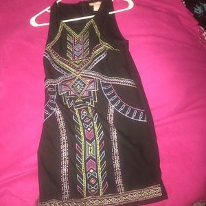 tribal print black dress