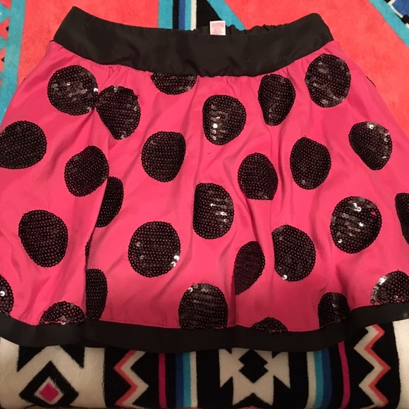 Justice sequin & pink skirt