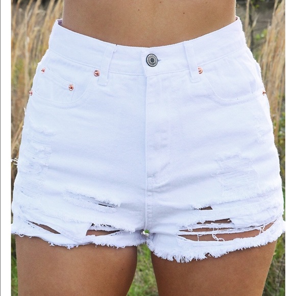 Hope's High Waisted White Jean Shorts