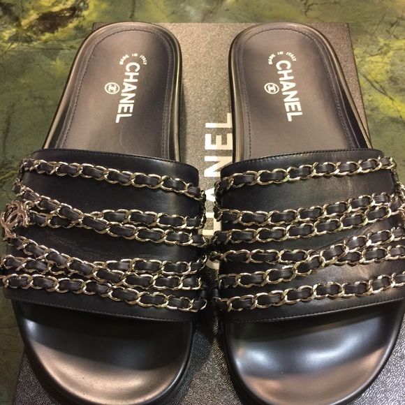 Chanel Shoes - Chanel 2016 Navy Slides