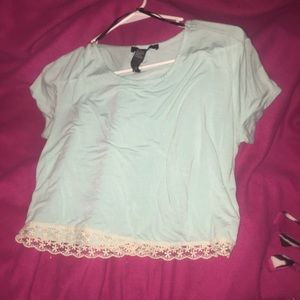 light blue crop top