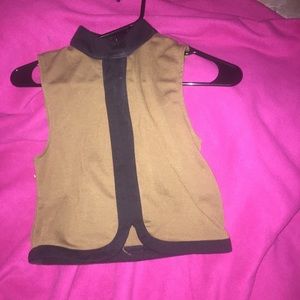 brown and black structured crop top