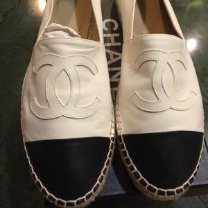 Chanel White/Black Espadrilles Size 41