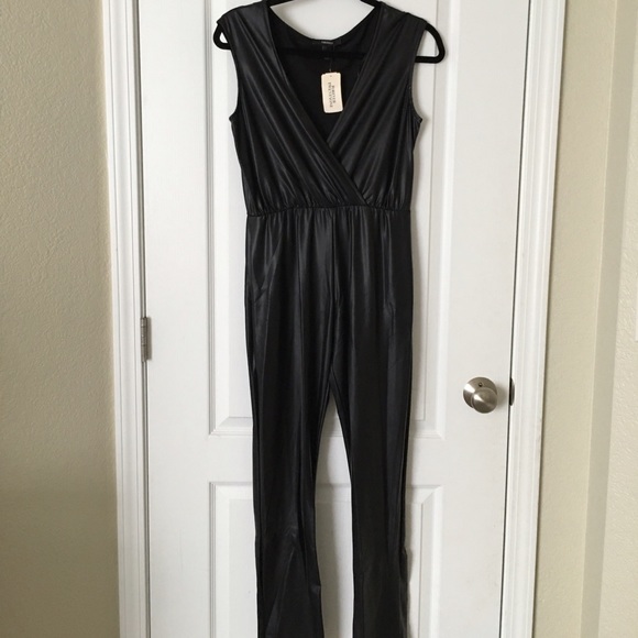 Faux leather jumpsuit