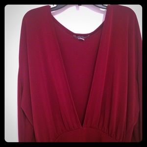 Red deep plunge bodysuit