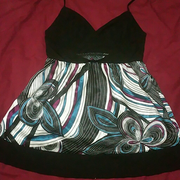 ♤◇Rampage silk abstract trippy blk teal and purple - Picture 2 of 2