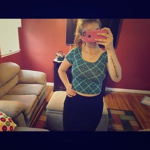 Material Girl patterned crop top