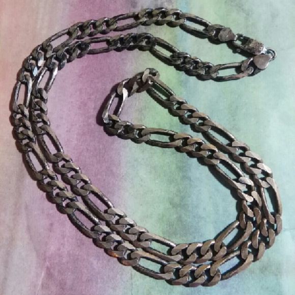 925 Italy Necklace 8mm Wide Heavy Solid Sterling Silver Long Figaro Link Chain - Picture 2 of 4