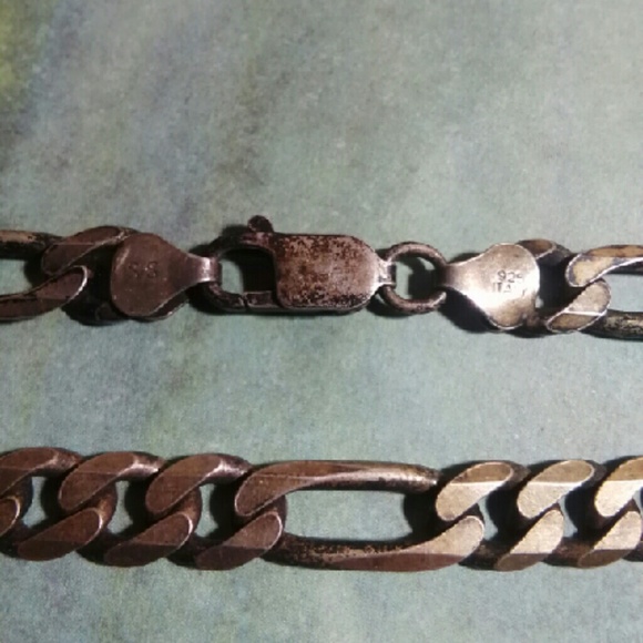925 Italy Necklace 8mm Wide Heavy Solid Sterling Silver Long Figaro Link Chain - Picture 4 of 4