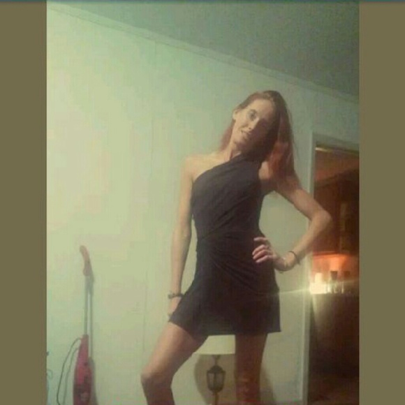 Clubwear One Solid Black Mini Dress & Unisleeved