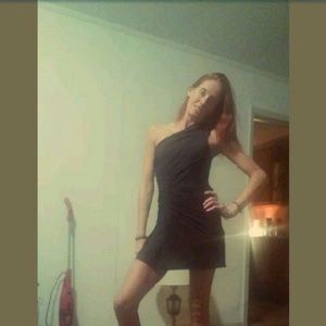 Clubwear One Solid Black Mini Dress & Unisleeved