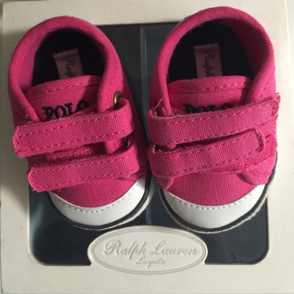 Barely worn pink Ralph Lauren Polo shoe size 1.