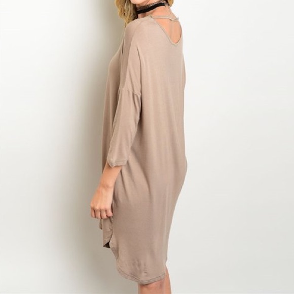 ❗️CLEARANCE❗️Light Mocha Jersey Knit Dress - Picture 3 of 4