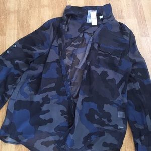 New York and company sheer button down shirt