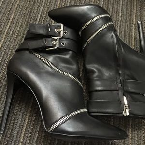 Black leather booties
