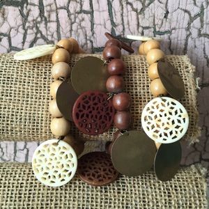 Lot of 3 Boho Wooden Gypsy Bracelets
