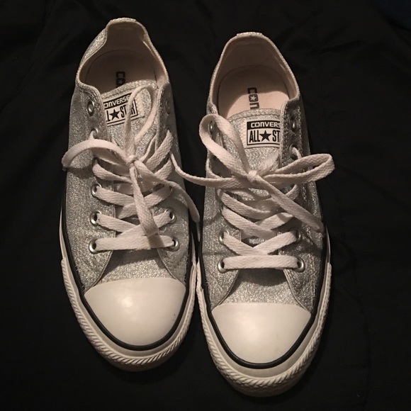 Silver glitter converse