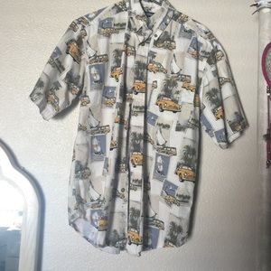 men's taxi car Hawaiian button up shirt