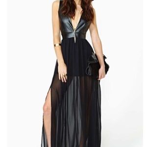 Nasty Gal Faux Leather Maxi Dress