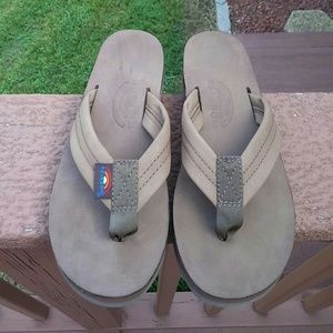 Brown Rainbow Flip Flips, Size Small