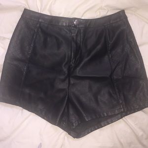 Faux leather high waist shorts