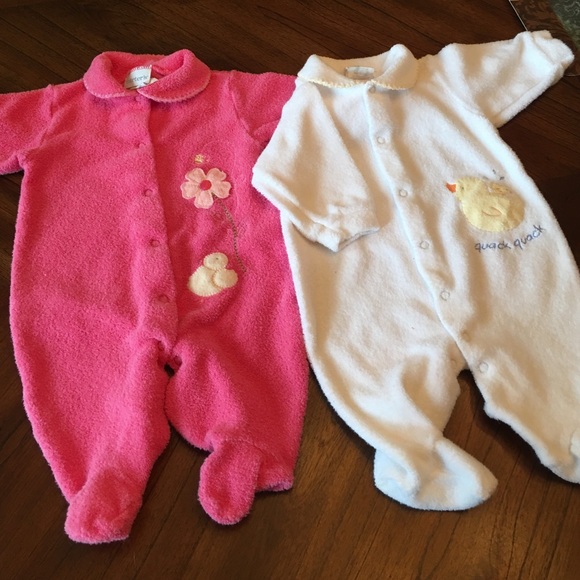 2 Carter's fuzzy cotton sleepers