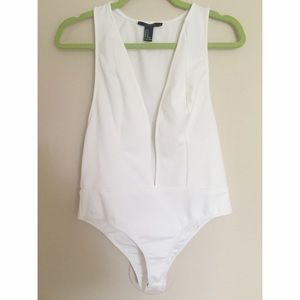 White low cut body suit