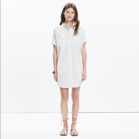 NWT Madewell Courier Shirtdress Pure White Small S