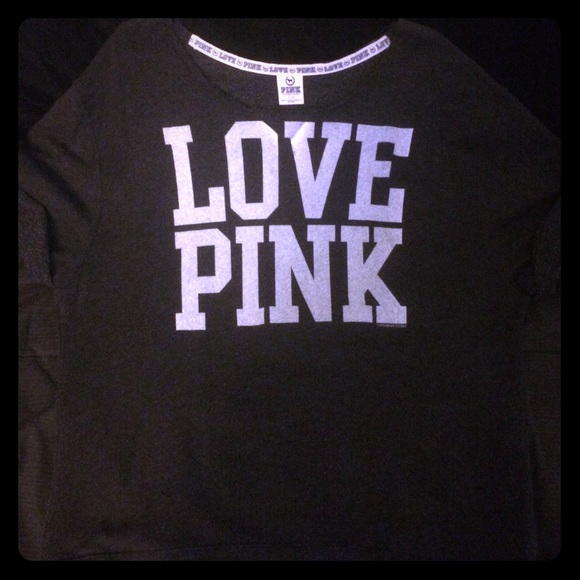 PINK: 80's style crew neck short sleeve sweater.