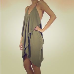 Olivaceous drape dress