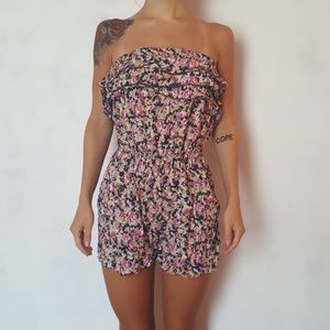 Strapless Floral Romper