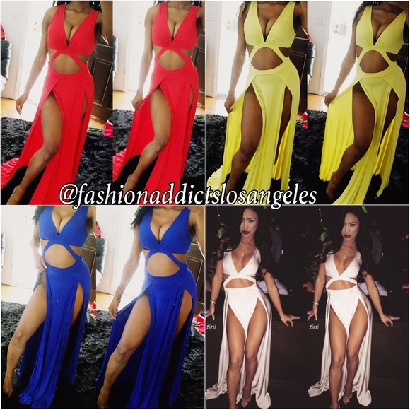 ✨"HOLLYWOOD Girl" Double Thigh High Slit Maxi✨ - Picture 2 of 4