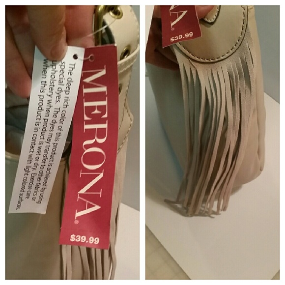 Merona ivory fringe hand bag,  new - Picture 3 of 4
