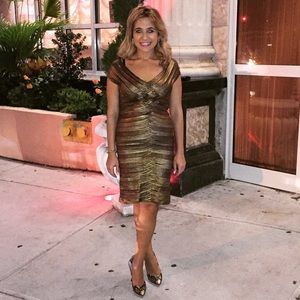 Gold tadashi dress. size M