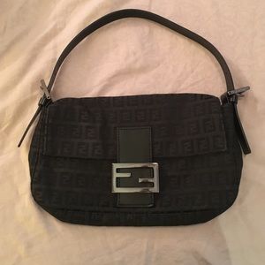 Black monogram Fendi baguette bag