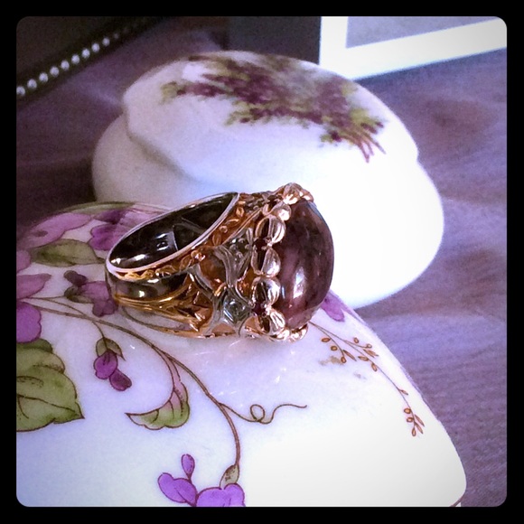 Sterling and rose gold filigree ring