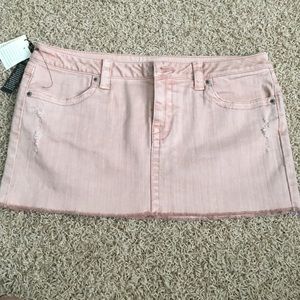 Pink jean mini skirt