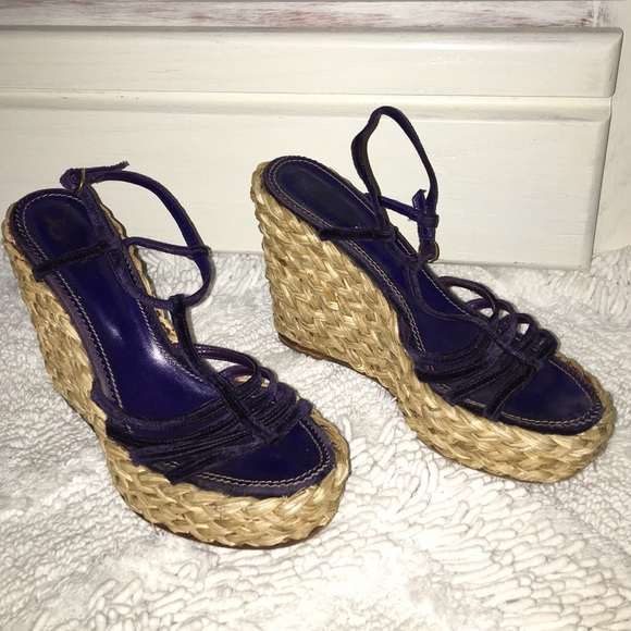 YSL Purple Velvet Platform Wedges (10m)