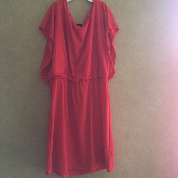 An orange ruffle dress