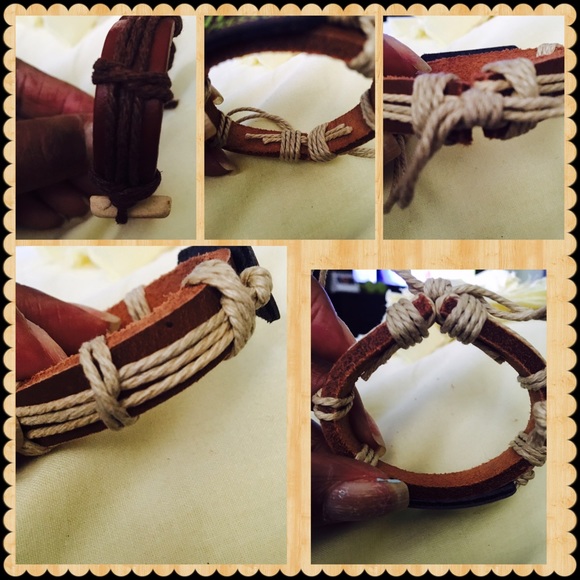 Faith Leather bracelet. Adjustable bracelet - Picture 2 of 2