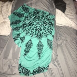 Blue and black fancier one sleeve shirt