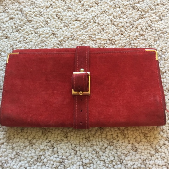 Gently used red suede Jewelry roll - Picture 2 of 2
